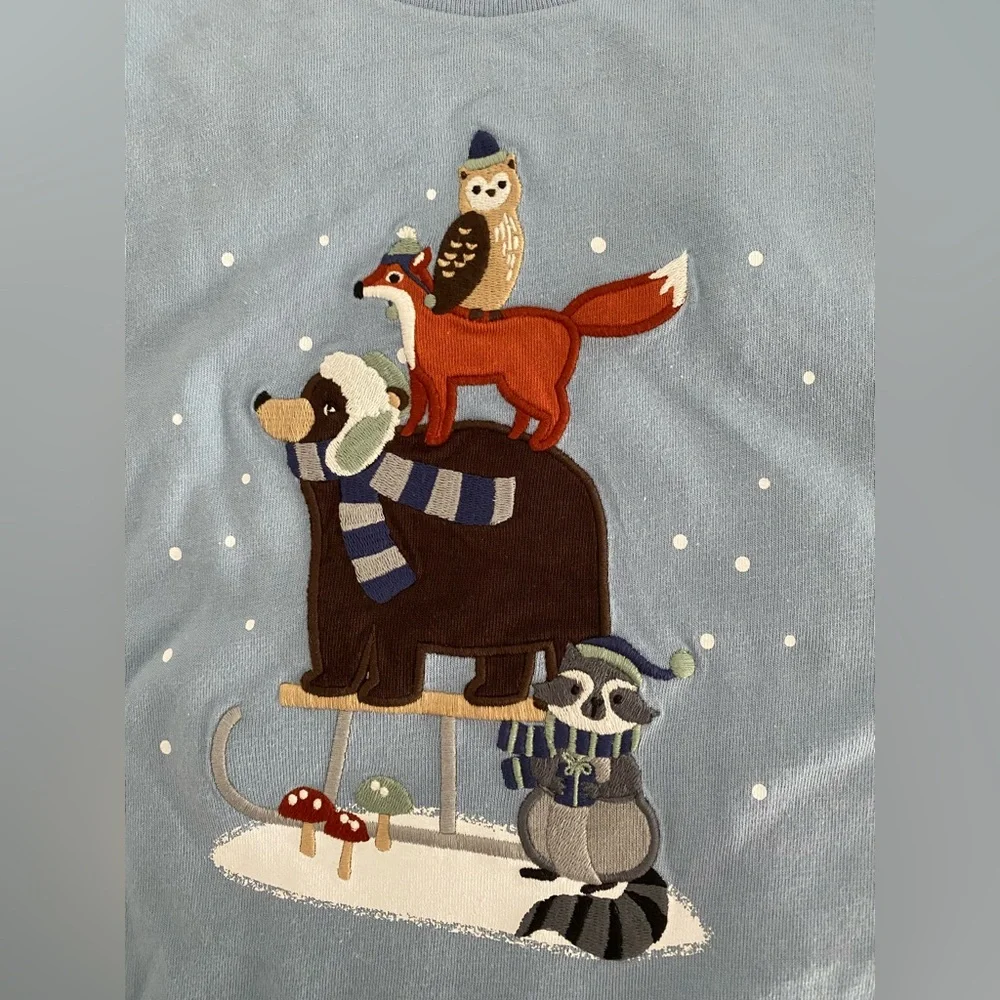 Gymboree Long sleeve blue Holiday Animal Print Shirt